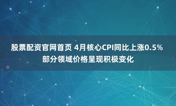 股票配资官网首页 4月核心CPI同比上涨0.5% 部分领域价格呈现积极变化
