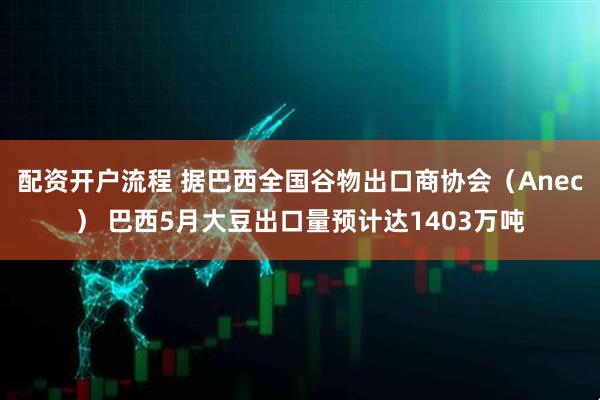 配资开户流程 据巴西全国谷物出口商协会（Anec） 巴西5月大豆出口量预计达1403万吨