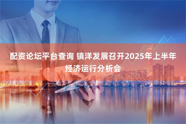 配资论坛平台查询 镇洋发展召开2025年上半年经济运行分析会